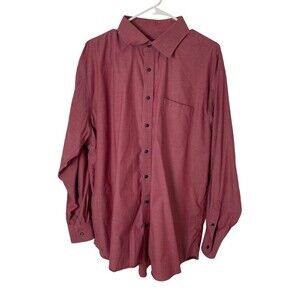 Nordstrom Men's Shop Button Down Shirt 17.5 35 Traditional Fit Non Iron Red